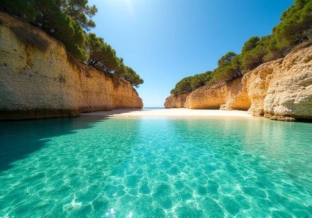 Caletta isolata nelle Isole Baleari con acqua cristallina